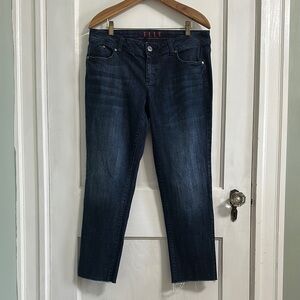 Elle Women's Dark Wash Raw Hem Ankle Jeans